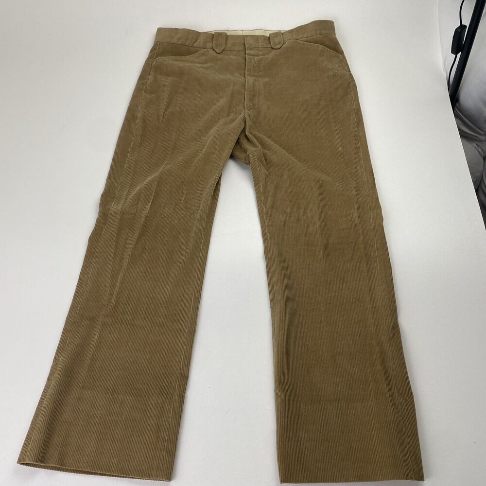 VTG Farah Pants Mens  Brown Corduroy Chino Straight Fit Casual *